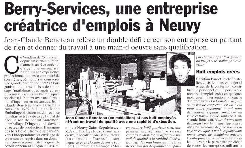 Berry Services, une entreprise créatrice d'empois à Neuvy