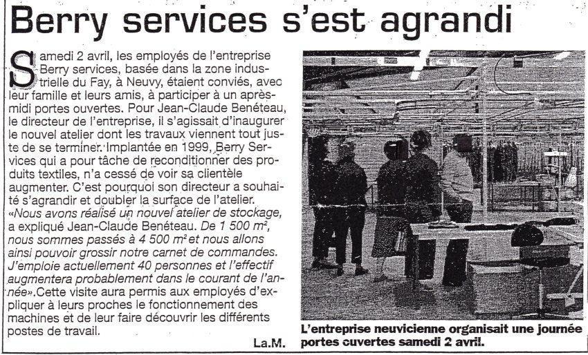 Berry Services s'est agrandi