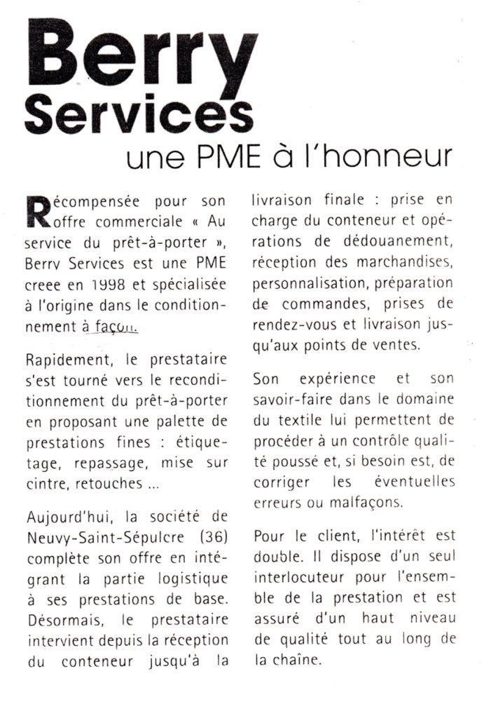 Berry Services une PME à l'honneur