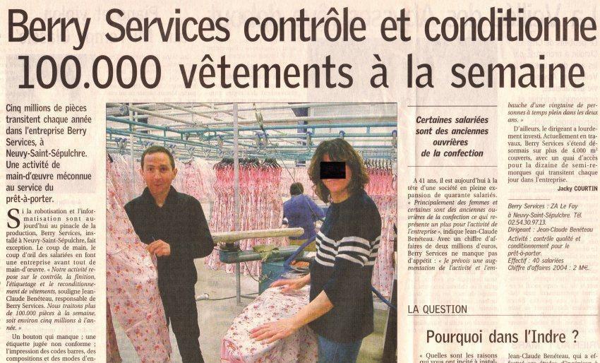Berry Services inspects and packages 100 000 garments a week